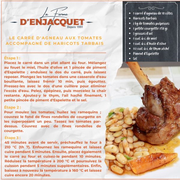 Savourez le carré d'agneau accompagné de haricots tarbais 